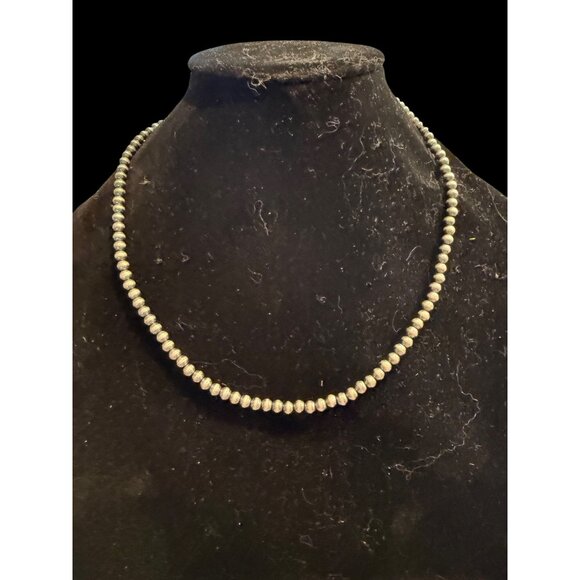 NWT Native American Navajo Pearls Sterling Silver Beaded Necklace Adj Chain 5m